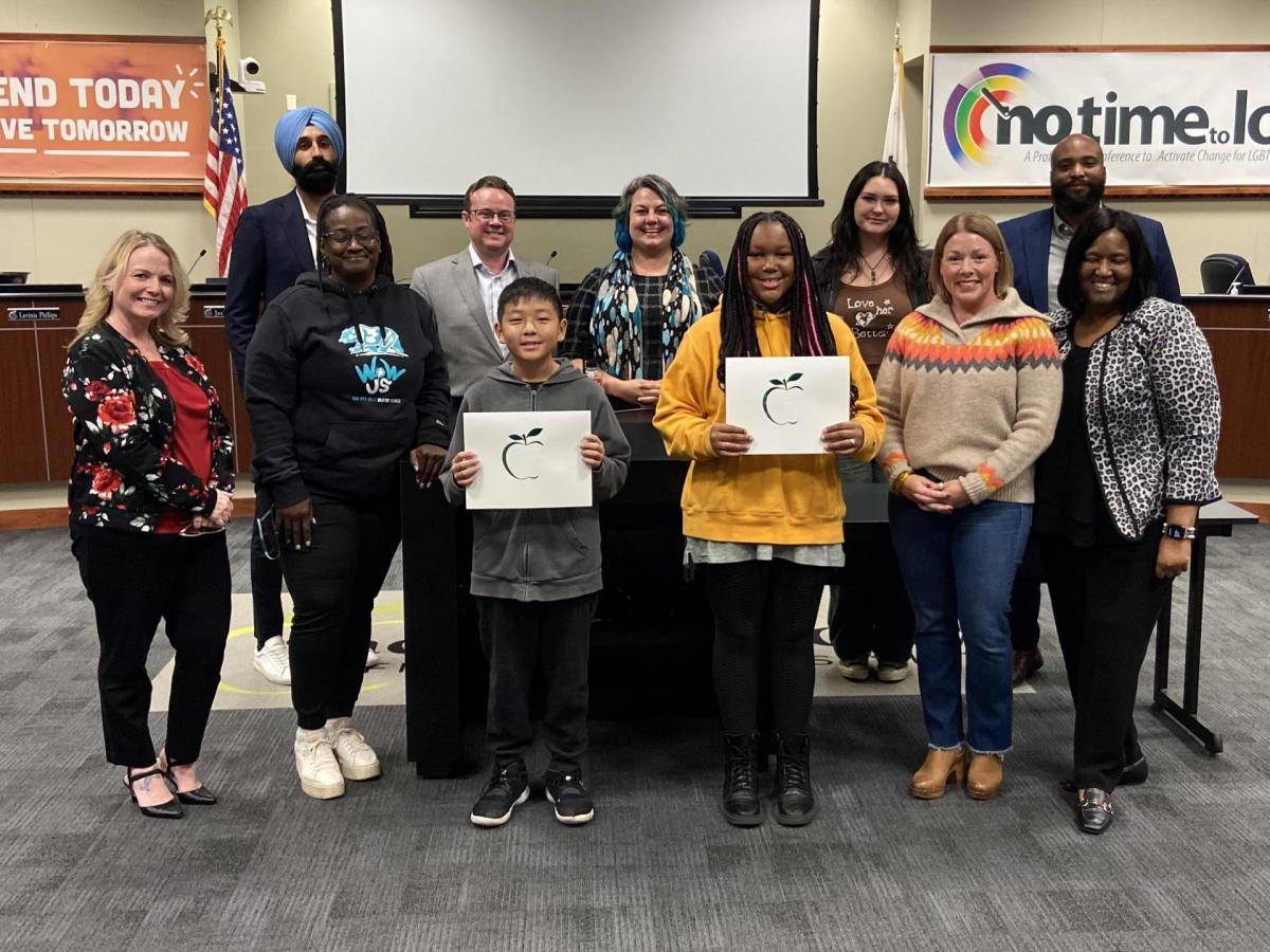 Elder Creek Elementary School Students Buck Vang and Naledi Kalaote-Hurt are recognized by the SCUSD Board as Stellar Students